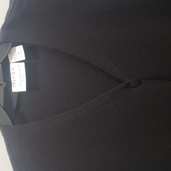 Preview Collection Petites Black Single Button Wool Blend Duster Sweater - Picture 3 of 5